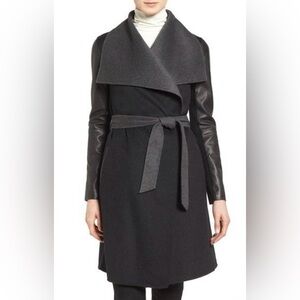 Vera Wang Wool Leather Wrapcoat